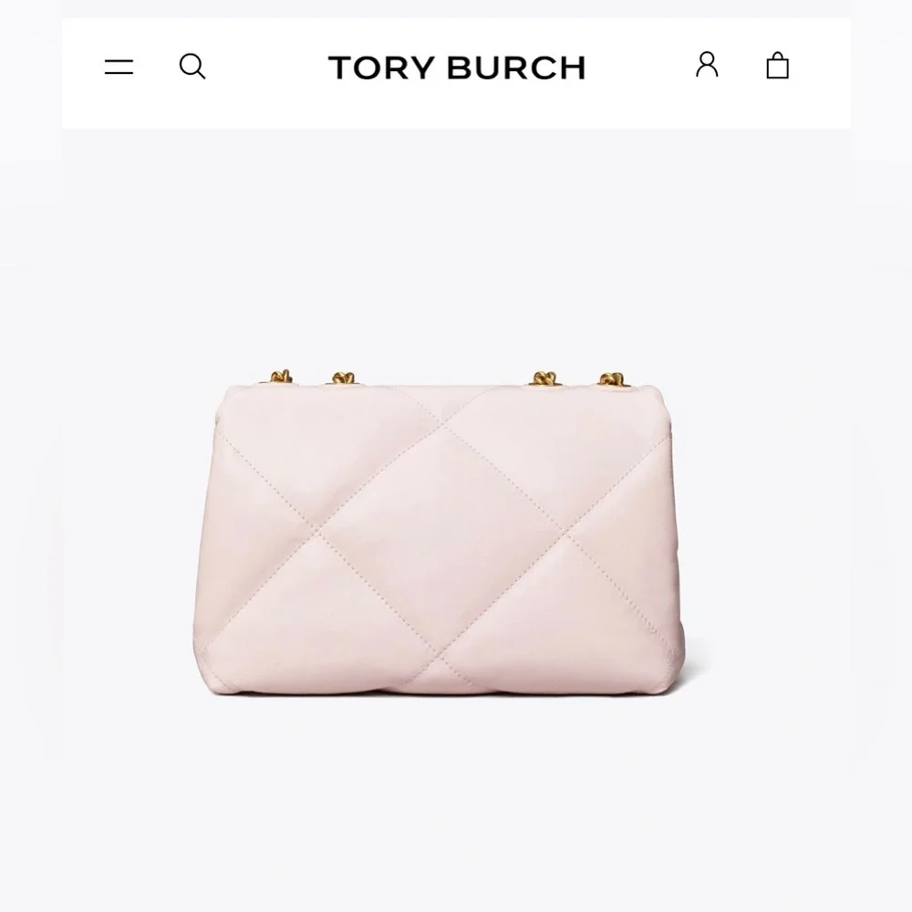 NWT- New Tory Burch Kira Diamond Quilt Small Convertible Shoulder Bag- Rose Salt - Picture 2 of 13